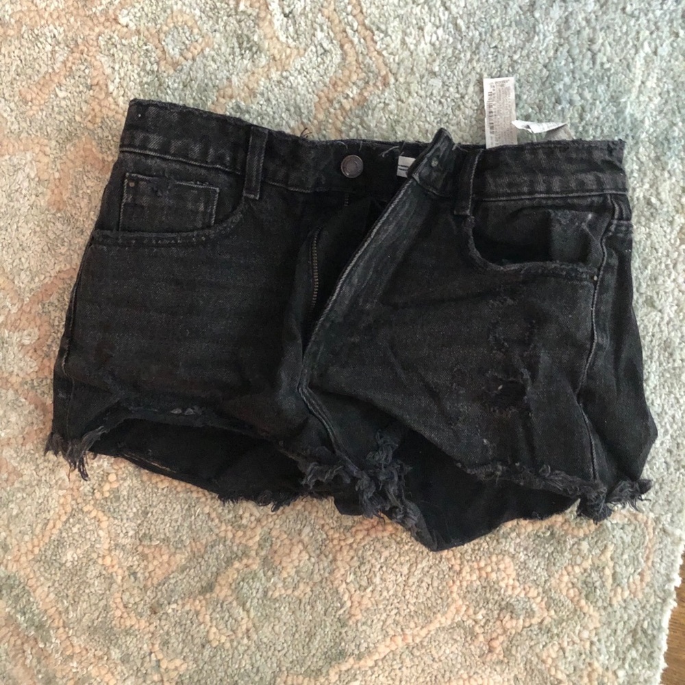 Black denim shorts